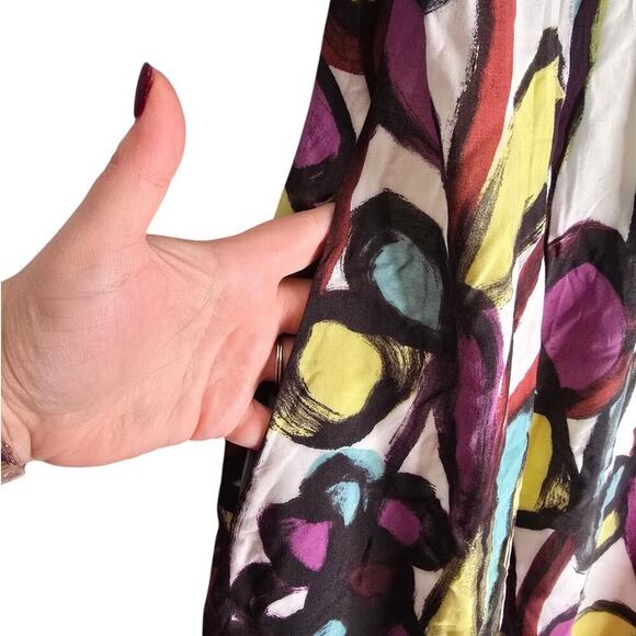 Anthropologie Tabitha Womens Abstract Floral Sleeveless Midi Dress Multicolor 6 - Picture 4 of 7